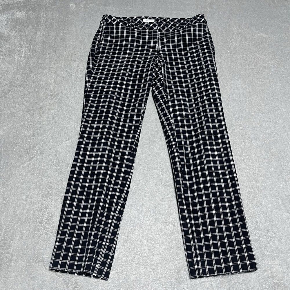 J. Jill Premium Bi-Stretch Black White Windowpane Plaid Straight Leg Pants‎ 4
